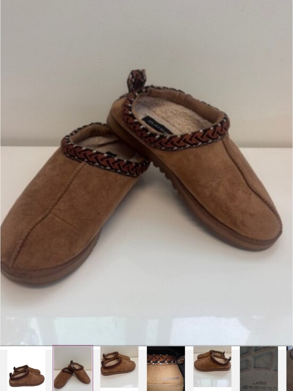 Dakine Tan Suede Slip-On Mules with Braided Trim